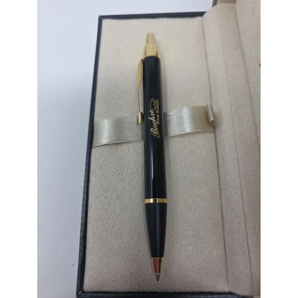 Parker Black Lacquer Gold Trim Ballpoint Pen w/ Box – Custom Baehre Real Estate